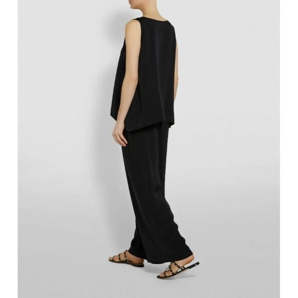 Eskandar 100% Silk A-Line Shell Tank Size 1 Black Quiet Luxury Minimalist Boxy - Picture 2 of 10